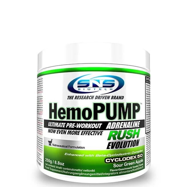SNS Biotech HemoPUMP Green Apple 250g | Kosttillskott - Prestationshöjare - PWO - Pre-Workout - PWO med koffein | Gymkraft