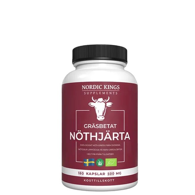 Nordic Kings Suppplements Gräsbetad Nöthjärta 180 Kapslar | Varumärken - Nordic Kings Suppplements | Gymkraft