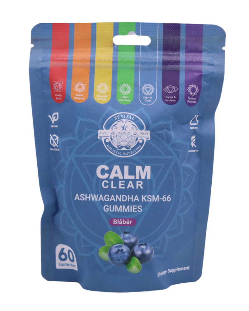 Sevital Calm & Clear Ashwagandha KSM-66 Gummies 60st | Hälsokost - Fokus & koncentration | Gymkraft