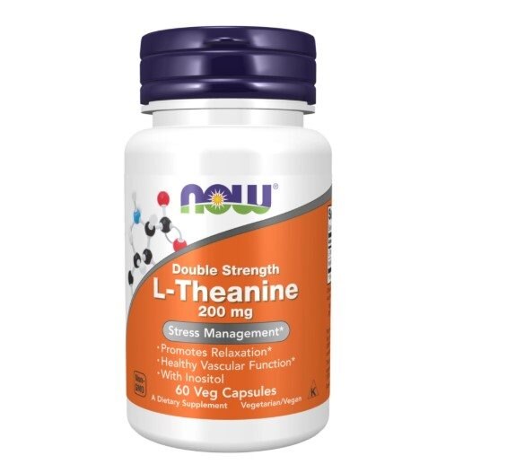 NOW L-Theanine 200mg 60 Kapslar | Kosttillskott - Aminosyror - L-Teanin | Gymkraft