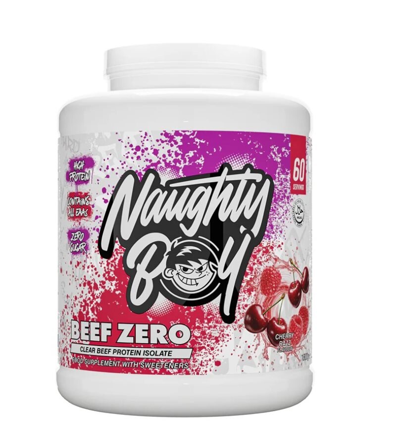 Naughty Boy Beef Zero Cherry Razz 1800g | Kosttillskott - Proteinpulver - Beef protein | Gymkraft