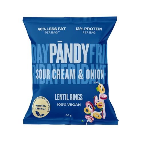 Pändy Lentil Chips Sourcream & Onion 50g | Kampanjer 1 - Snacks kampanj! Köp minst 3 - få 15% EXTRA rabatt | Gymkraft