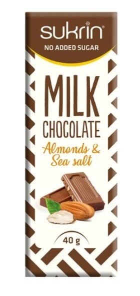 Sukrin Milk Chocolate Almonds & Sea Salt 40g | Hälsokost - Livsmedel - Snack & Godis | Gymkraft