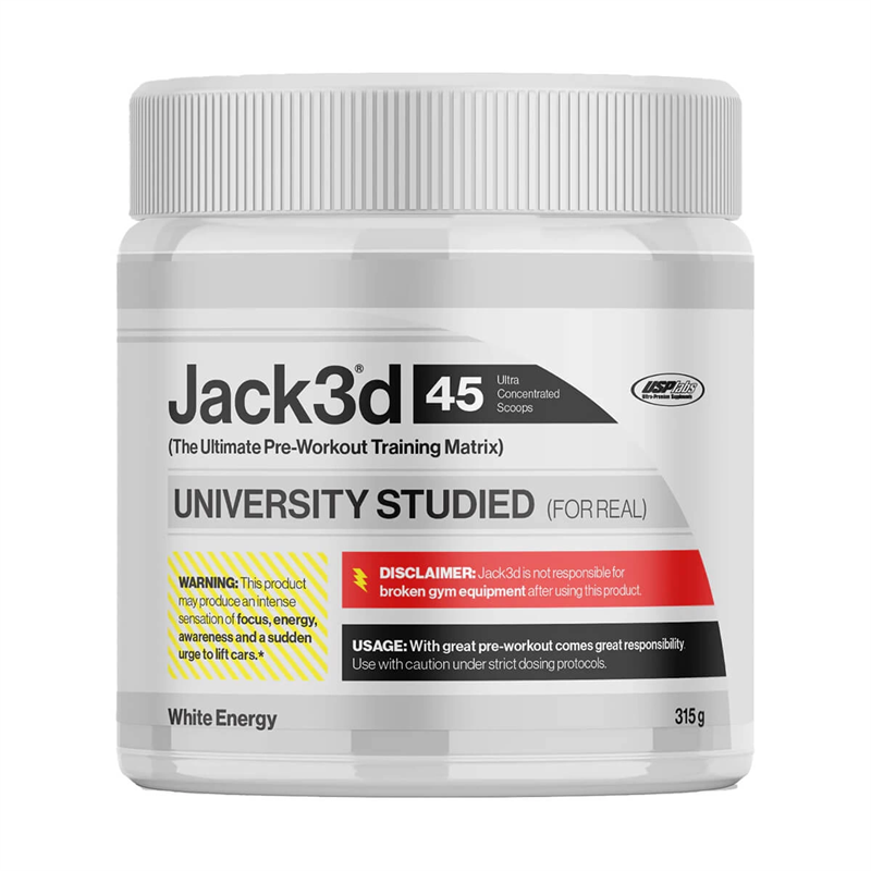 USP Labs Jack3d White Energy 315g | Kosttillskott - Prestationshöjare - PWO - Pre-Workout - PWO med koffein | Gymkraft