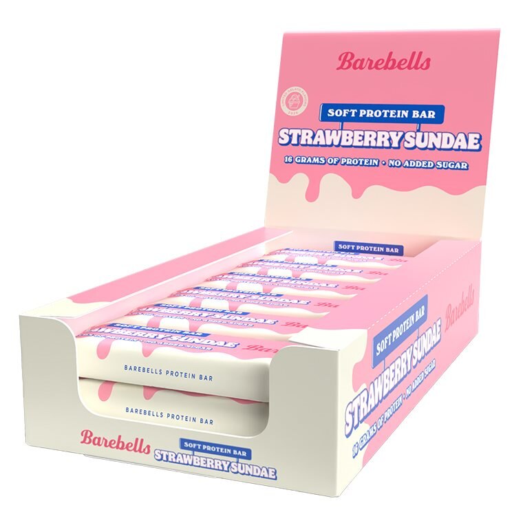 Barebells Soft Protein Bar Strawberry Sundae 12x55g | Kampanjer 1 - Bars Kampanj! Köp minst 3 - Få 15% EXTRA rabatt! | Gymkraft
