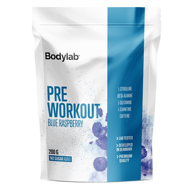 Bodylab Pre Workout Blue Raspberry 200g | Kosttillskott - Prestationshöjare - PWO - Pre-Workout - PWO med koffein | Gymkraft