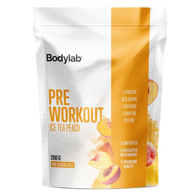 Bodylab Pre Workout Ice Tea Peach 200g | Kosttillskott - Prestationshöjare - PWO - Pre-Workout - PWO med koffein | Gymkraft
