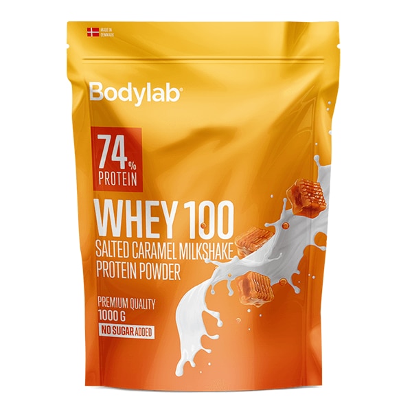 Bodylab Whey 100 Salted Caramel Milkshake 1kg | Kosttillskott - Proteinpulver - Vassleprotein - Vassleproteinkoncentrat | Gymkraft