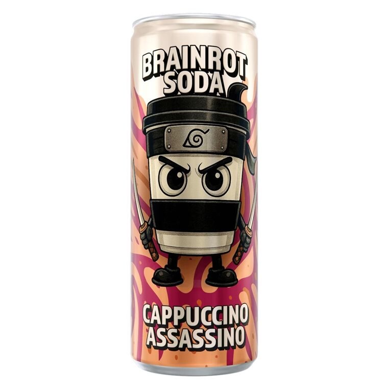 Brainrot Soda Cappuccino Assassino 250ml | Kampanjer 1 - Brainrot Soda Mix 4-pack | Gymkraft
