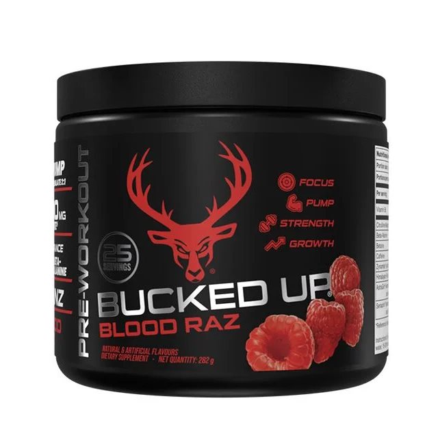 Bucked Up PWO Blood Raz 282g | Kosttillskott - Prestationshöjare - PWO - Pre-Workout - PWO med koffein | Gymkraft