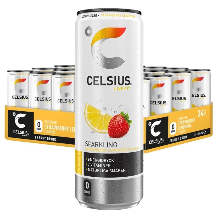 Celsius Strawberry Lemonade 24x355ml | Drycker - Energidryck - Sockerfri energidryck | Gymkraft