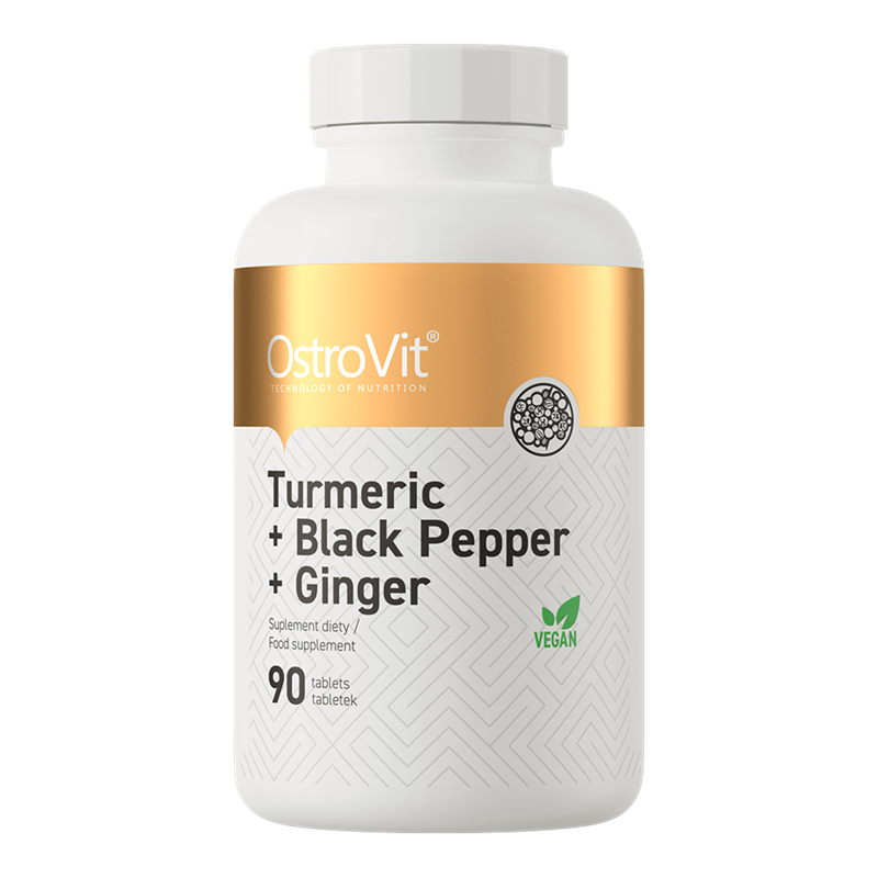 OstroVit Turmeric + Black Pepper + Ginger 90 Tabletter | Kosttillskott - Vitaminer & Mineraler - Multivitamin | Gymkraft