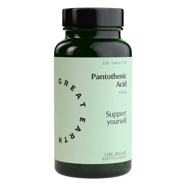 Great Earth Pantothenic Acid(Vitamin b5) 120 tabletter | Kosttillskott - Vitaminer & Mineraler - B-vitamin | Gymkraft