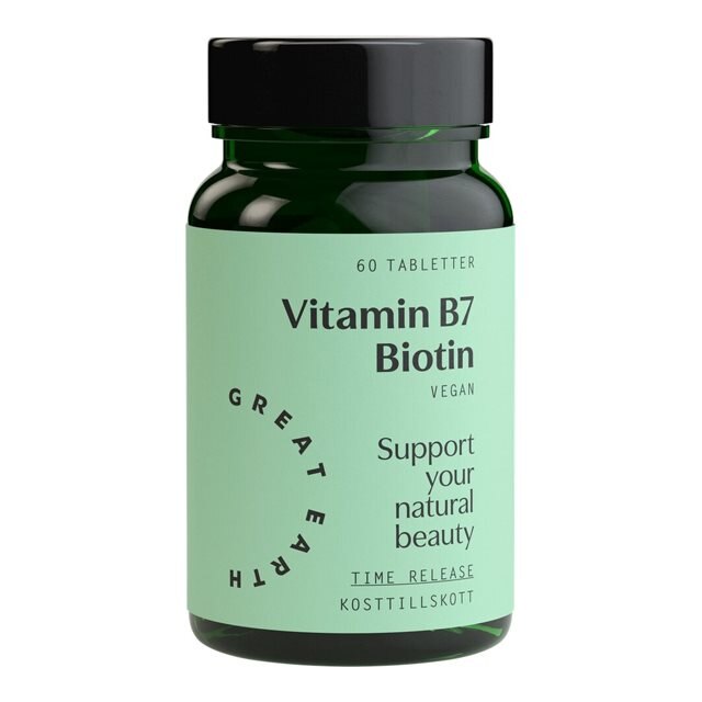 Great Earth Vitamin B7 Biotin 60 Tabletter | Kosttillskott - Vitaminer & Mineraler - B-vitamin | Gymkraft