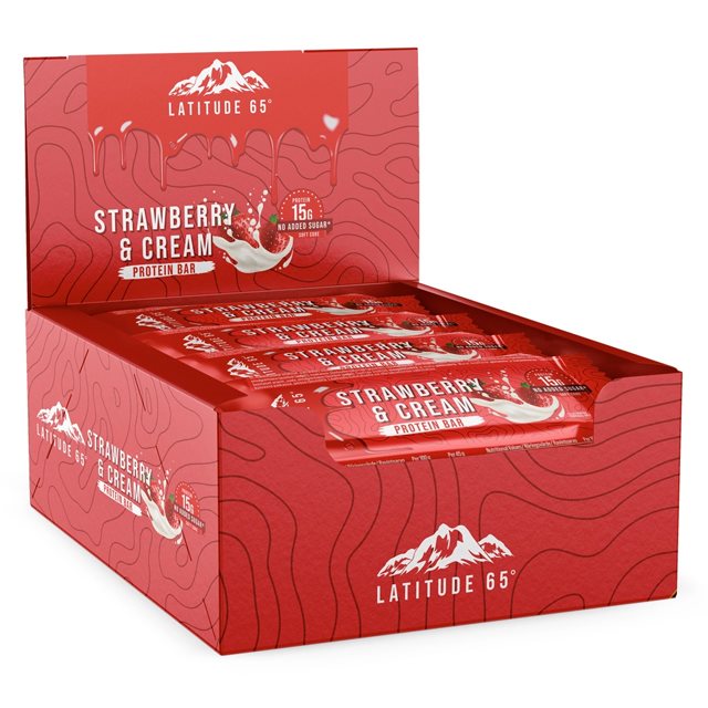 Latitude 65 Proteinbar Strawberry & Cream 12x45g | Kampanjer 1 - Bars Kampanj! Köp minst 3 - Få 15% EXTRA rabatt! | Gymkraft