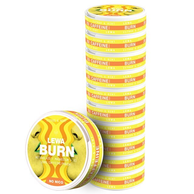 LEWA Burn Citrus & Mint Nikotinfritt snus 10-pack | Kosttillskott - Prestationshöjare - Koffeintabletter | Gymkraft