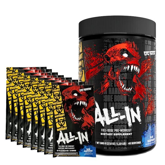 Mutant All In Blue Raspberry 40 Serveringar | Kosttillskott - Prestationshöjare - PWO - Pre-Workout - PWO Pulver | Gymkraft