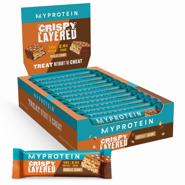 MyProtein Crispy Layered Bar Chocolate Caramel 12x58g | Kampanjer 1 - Bars Kampanj! Köp minst 3 - Få 15% EXTRA rabatt! | Gymkraft