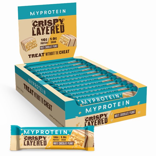 MyProtein Crispy Layered Bar White Chocolate Peanut 12x58g