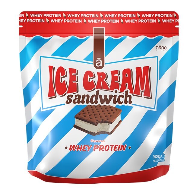 Näno Supps Whey Protein Ice Cream Sandwich 1kg | Kosttillskott - Proteinpulver - Vassleprotein - Whey 100 | Gymkraft
