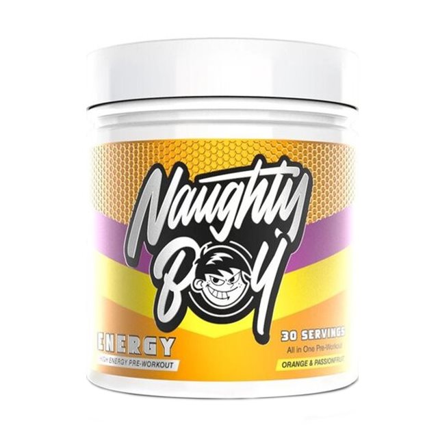Naughty Boy Energy PWO Orange & Passionfruit 390g | Kosttillskott - Prestationshöjare - PWO - Pre-Workout - PWO Pulver | Gymkraft