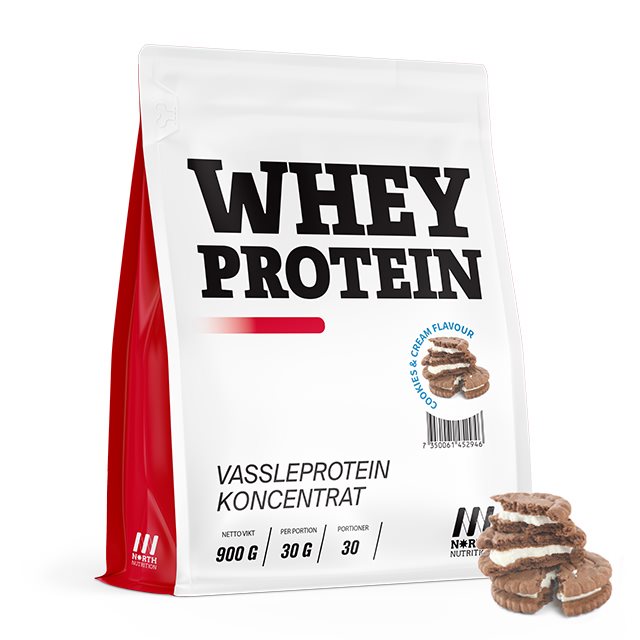 North Nutrition Whey Cookies & Cream 900g | Kosttillskott - Proteinpulver - Vassleprotein - Vassleproteinkoncentrat | Gymkraft