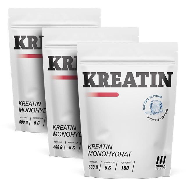 North Nutrition Kreatin Monohydrat 3x500g | Kosttillskott - Kreatin - Kreatin monohydrat | Gymkraft