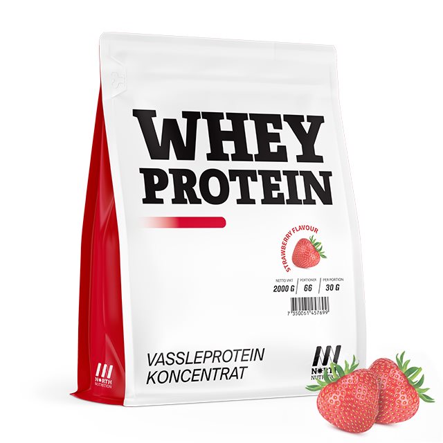 North Nutrition Whey Strawberry 2000g | Kosttillskott - Proteinpulver - Vassleprotein | Gymkraft