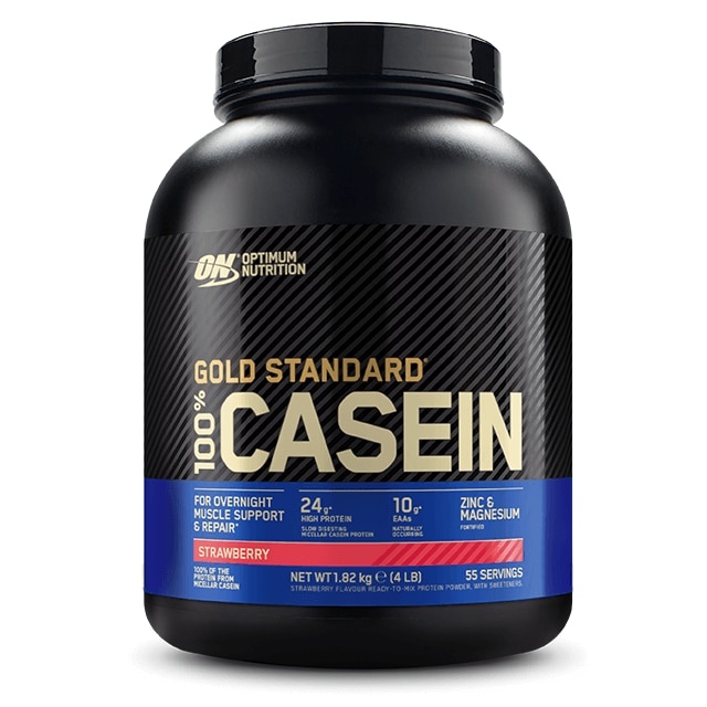 Optimum Nutrition Gold Standard 100% Casein Strawberry 1,8kg | Kosttillskott - Proteinpulver - Kaseinprotein | Gymkraft
