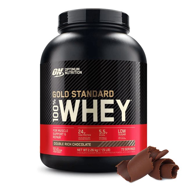 Optimum Nutrition Gold Standard 100% Whey Double Rich Chocolate 2,27kg | Kosttillskott - Proteinpulver - Vassleprotein - Vassleproteinkoncentrat | Gymkraft
