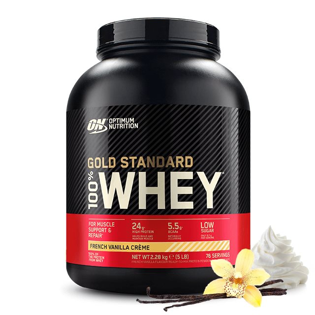 Optimum Nutrition Gold Standard 100% Whey French Vanilla 2,27kg | Kosttillskott - Proteinpulver - Vassleprotein - Vassleproteinkoncentrat | Gymkraft