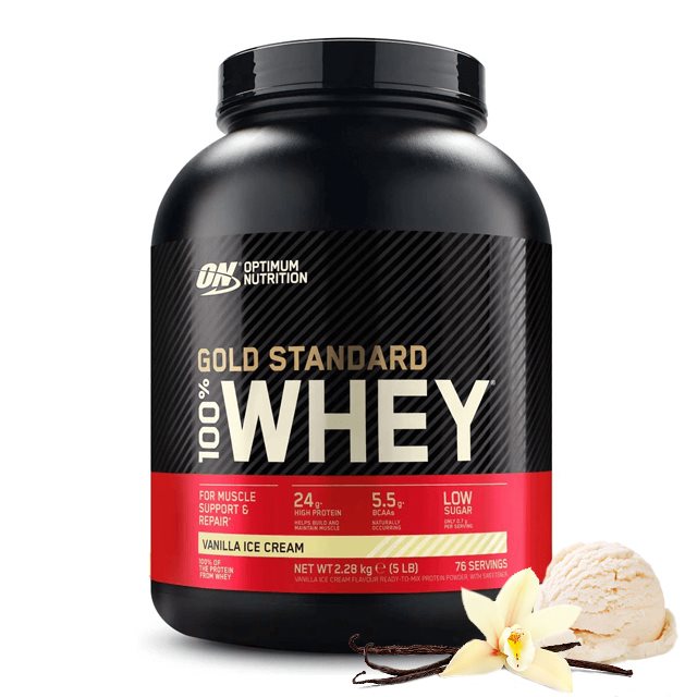 Optimum Nutrition Gold Standard 100% Whey Vanilla Ice Cream 2,27kg | Kosttillskott - Proteinpulver - Vassleprotein - Vassleproteinkoncentrat | Gymkraft