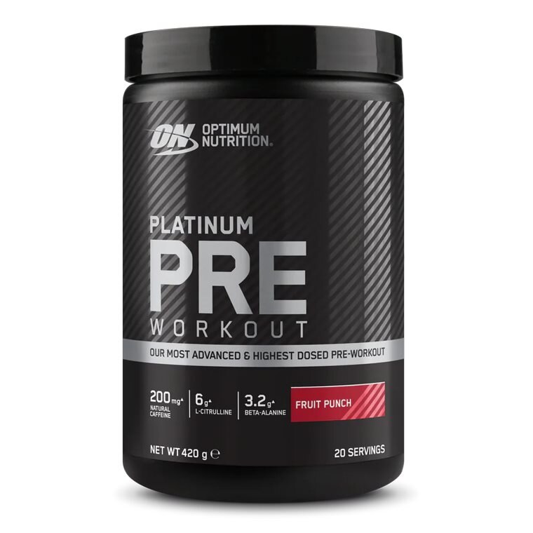 Optimum Nutrition Platinum Pre Workout Fruit Punch 420g | Kosttillskott - Prestationshöjare - PWO - Pre-Workout - PWO Pulver | Gymkraft