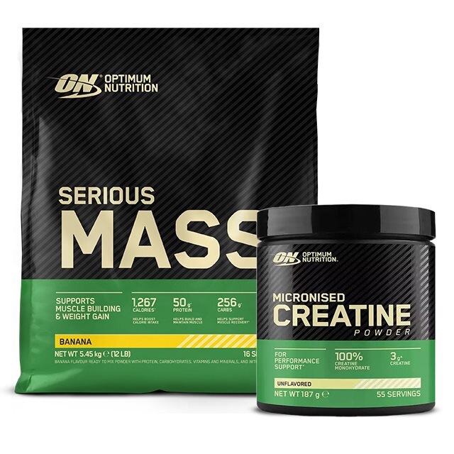 Optimum Nutrition Serious Mass 5,45kg + Creatine 187g | Kosttillskott - Träningstillskott - Efter träning | Gymkraft