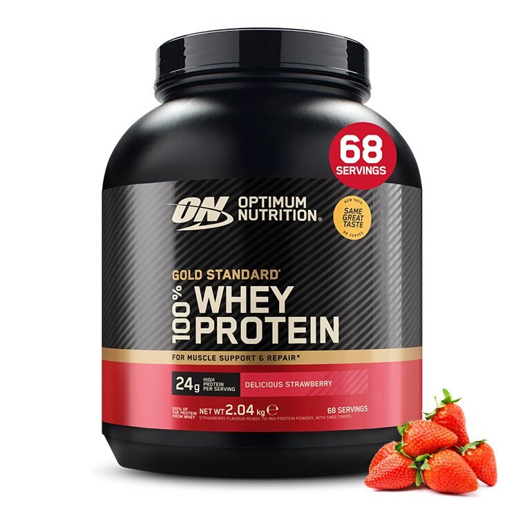 Optimum Nutrition Gold Standard 100% Whey Delicious Strawberry 2kg | Kosttillskott - Proteinpulver - Vassleprotein - Vassleproteinkoncentrat | Gymkraft