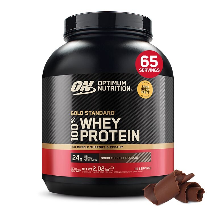 Optimum Nutrition Gold Standard 100% Whey Double Rich Chocolate 2kg | Kosttillskott - Proteinpulver - Vassleprotein - Vassleproteinkoncentrat | Gymkraft