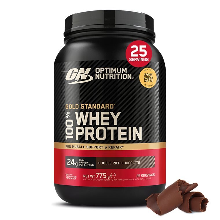Optimum Nutrition Gold Standard 100% Whey Double Rich Chocolate 775g | Kosttillskott - Proteinpulver - Vassleprotein - Vassleproteinkoncentrat | Gymkraft