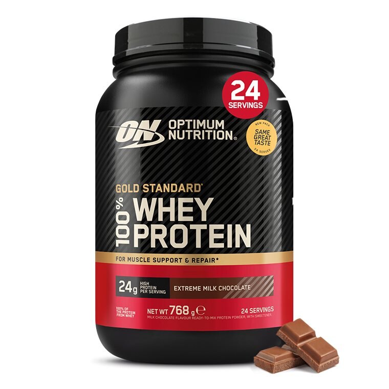 Optimum Nutrition Gold Standard 100% Whey Extreme Milk Chocolate 768g | Kosttillskott - Proteinpulver - Vassleprotein - Vassleproteinkoncentrat | Gymkraft
