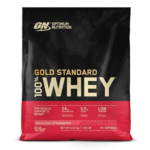 Product Image for Proteinpulver - Optimum Nutrition - Gold Standard 100% Whey Delicious Strawberry 4,54kg