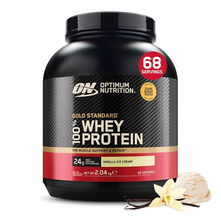 Optimum Nutrition Gold Standard 100% Whey Vanilla Ice Cream 2kg | Kosttillskott - Proteinpulver - Vassleprotein - Vassleproteinkoncentrat | Gymkraft