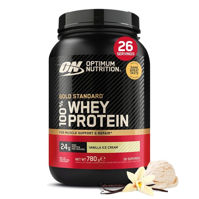Optimum Nutrition Gold Standard 100% Whey Vanilla Ice Cream 780g | Kosttillskott - Proteinpulver - Vassleprotein - Vassleproteinkoncentrat | Gymkraft