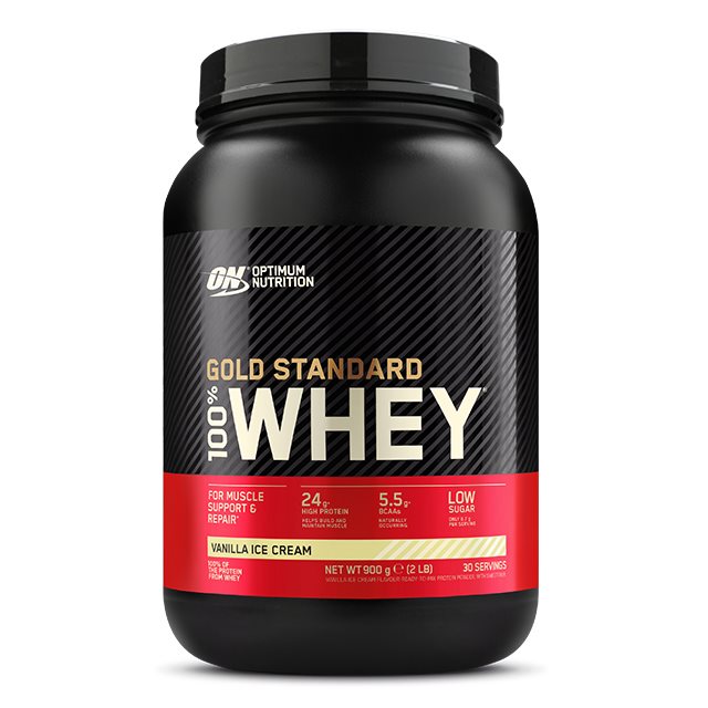 Optimum Nutrition Gold Standard 100% Whey Vanilla Ice Cream 908g | Kosttillskott - Proteinpulver - Vassleprotein - Vassleproteinkoncentrat | Gymkraft