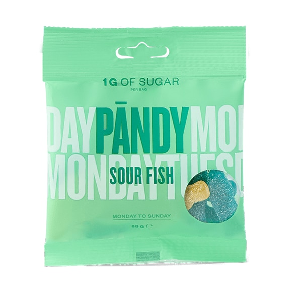 Pändy Candy Sour Fish 50g | Kampanjer 1 - Snacks kampanj! Köp minst 3 - få 15% EXTRA rabatt | Gymkraft