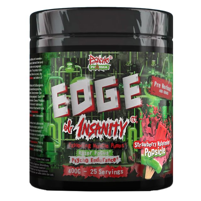 Psycho Pharma Edge of Insanity Strawberry Watermelon Popsicle 400g | Kosttillskott - Prestationshöjare - PWO - Pre-Workout - PWO med koffein | Gymkraft