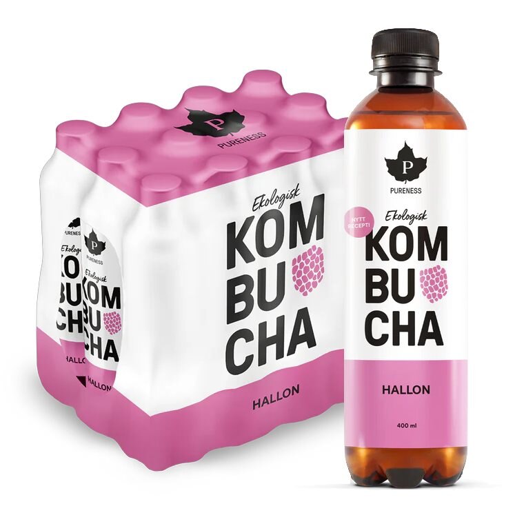 Pureness Kombucha Hallon 12x400ml | Varumärken - Pureness | Gymkraft