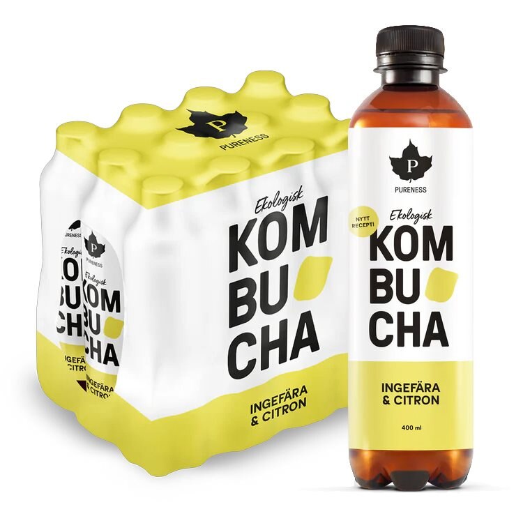 Pureness Kombucha Ingefära & Citron 12x400ml | Varumärken - Pureness | Gymkraft