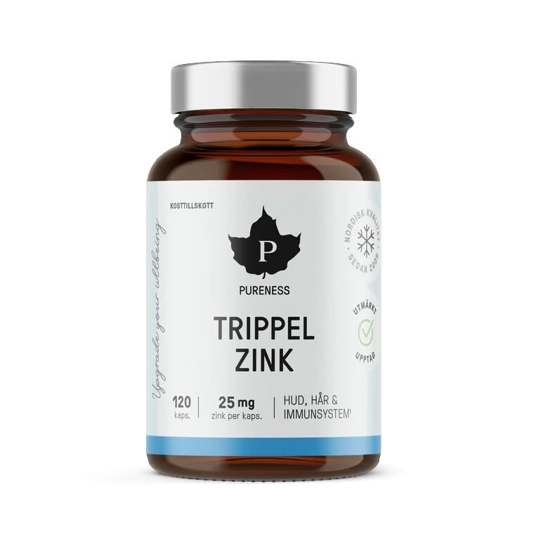 Pureness Trippel Zink 120 Kapslar | Kosttillskott - Vitaminer & Mineraler - Zink | Gymkraft