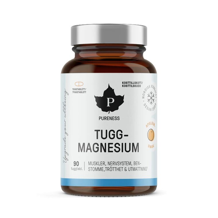 Pureness Tuggmagnesium 90 Tabeletter | Kosttillskott - Vitaminer & Mineraler - Magnesium | Gymkraft