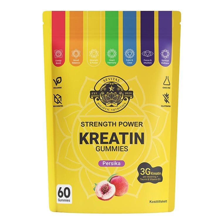 Sevital Kreatin Gummies Persika 60st | Kosttillskott - Kreatin - Kreatin monohydrat | Gymkraft