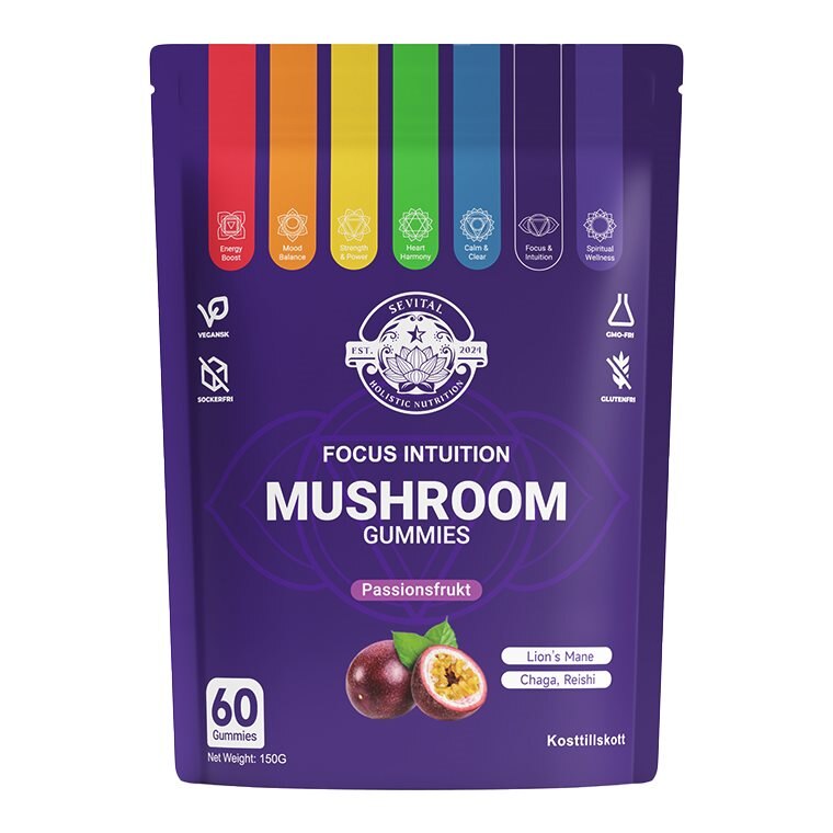 Sevital Mushroom Gummies Passionsfrukt 60st | Hälsokost - Fokus & koncentration | Gymkraft